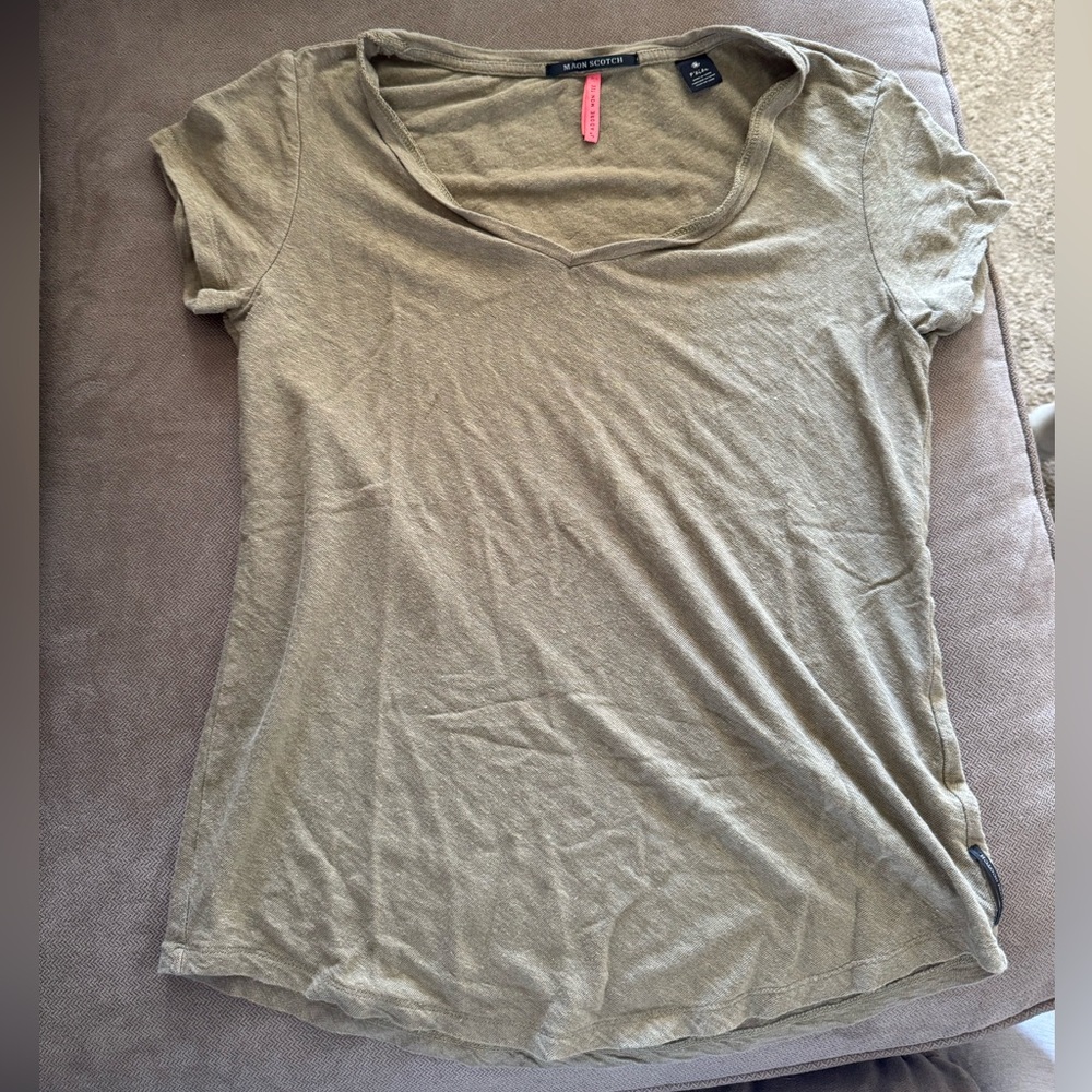 Olive Green V-Neck T-Shirt